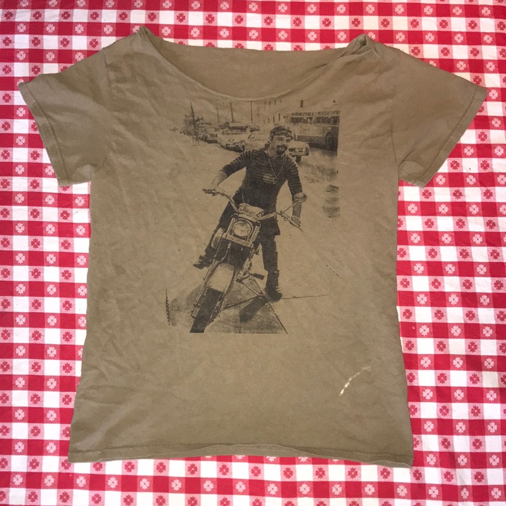 Authentic Grateful Dead Altered T-Shirt Pigpen on Motorcycle